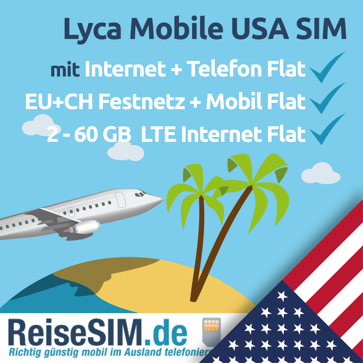 Lyca Mobile USA PREPAID SIMKarte mit Flat
